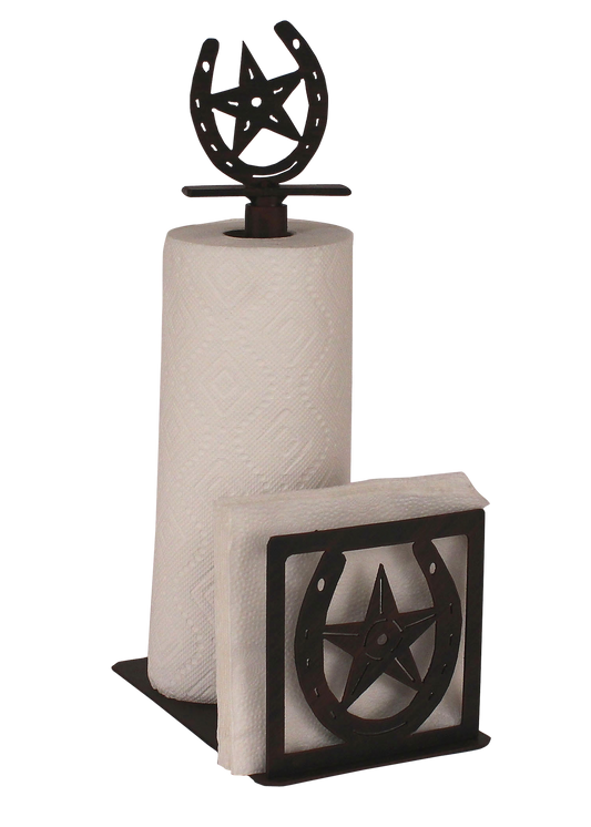 Iron Horseshoe/Star Short Paper Towel and Napkin Holder - Coast Lamp Shop