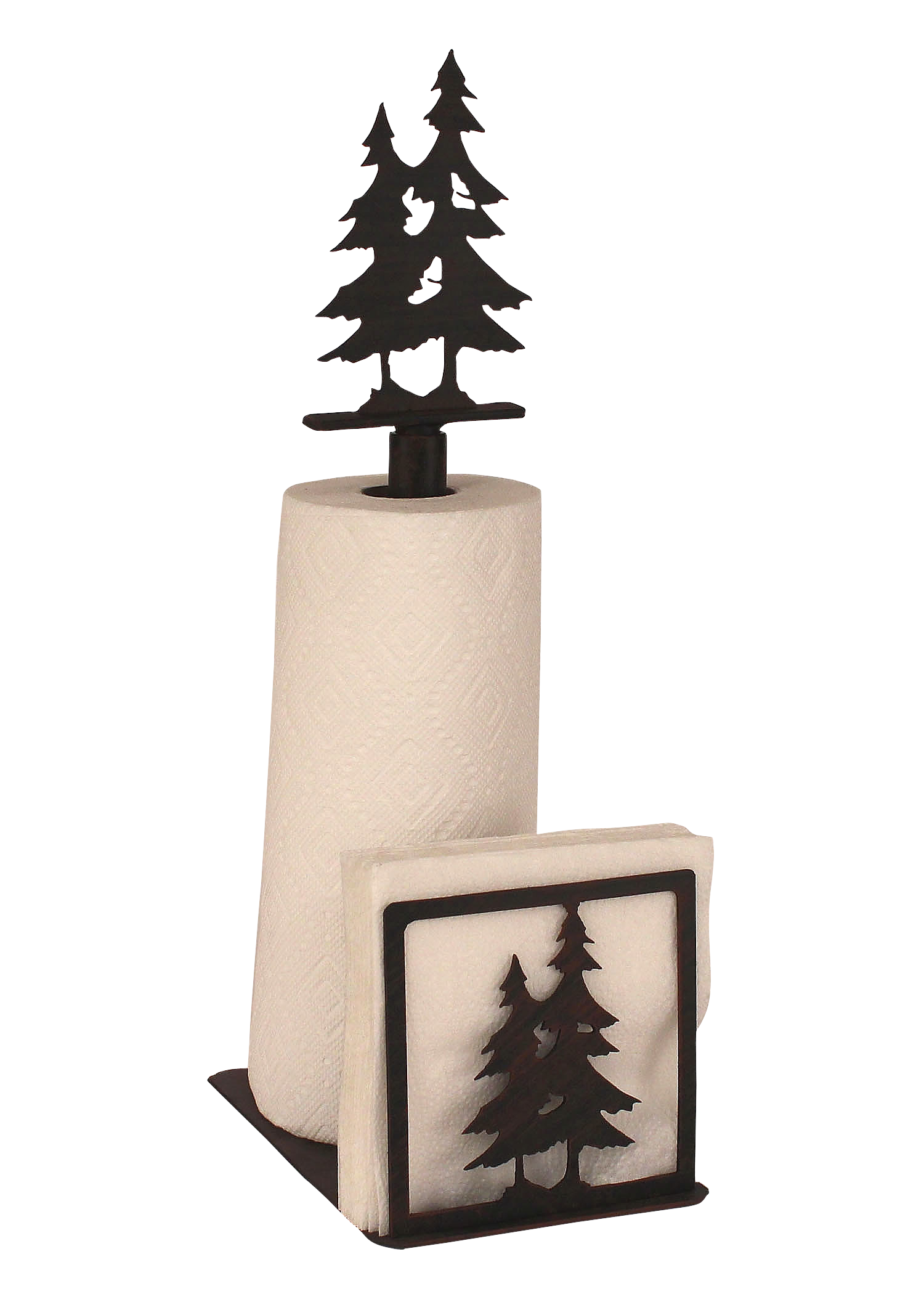 Iron Double Pine Tree Paper Towel and Napkin Holder - Coast Lamp Shop