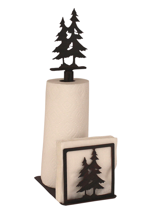 Iron Double Pine Tree Paper Towel and Napkin Holder - Coast Lamp Shop