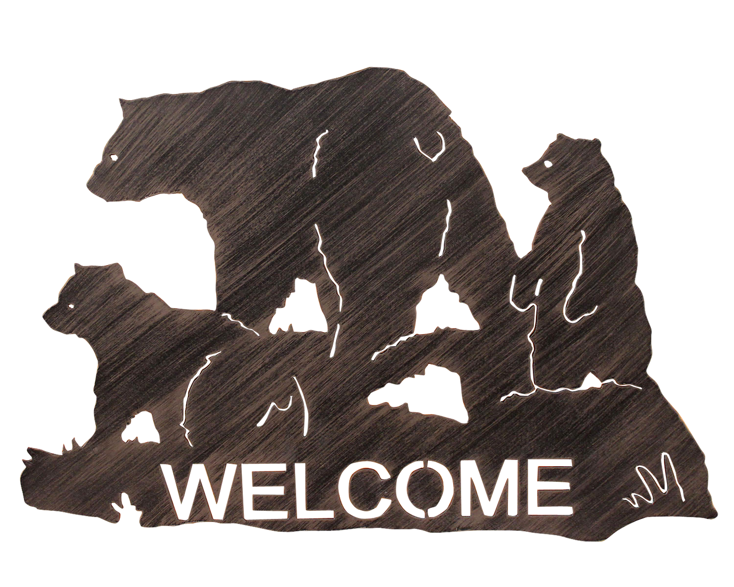 Iron Bear Family Welcome Sign - Coast Lamp Shop