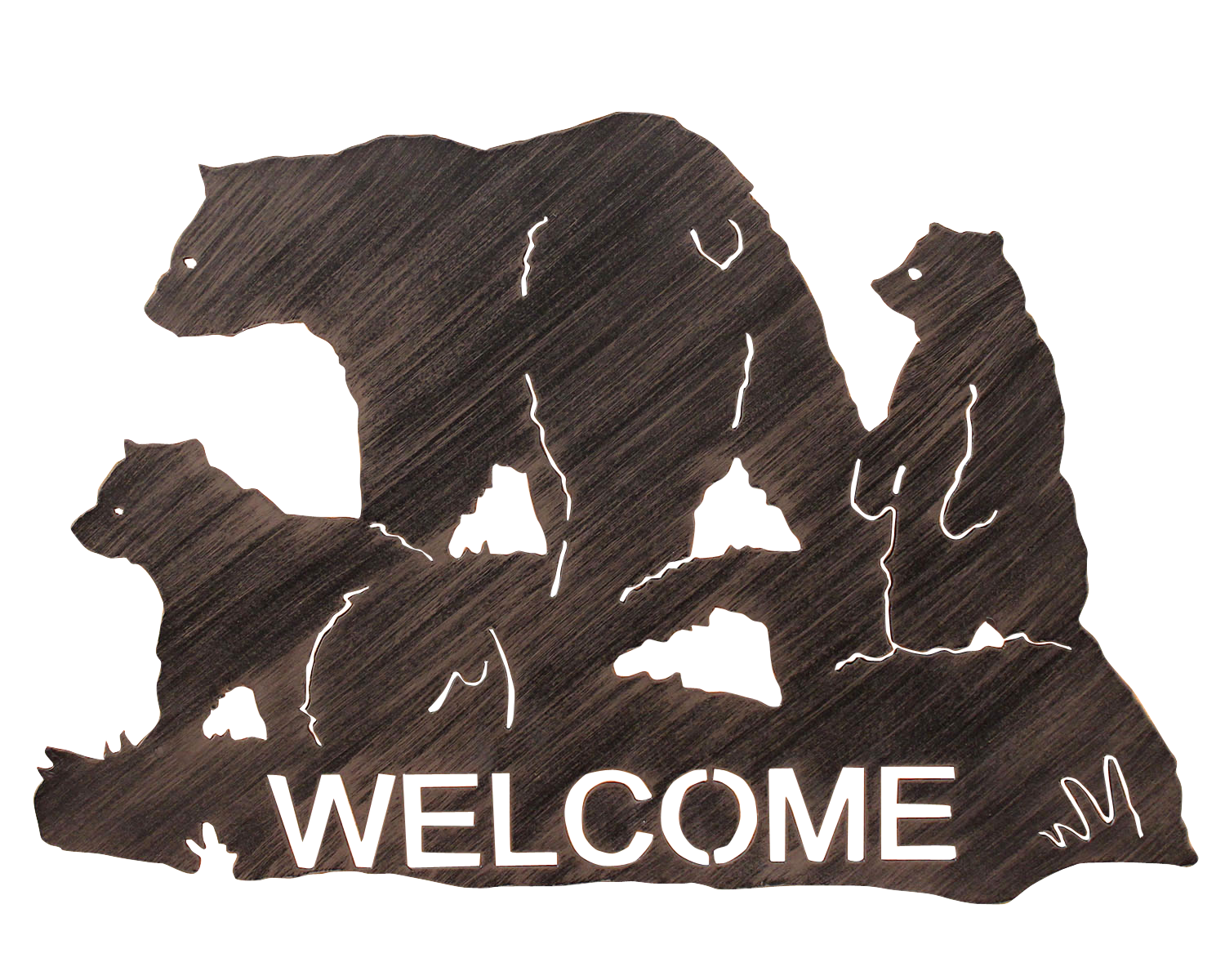 Iron Bear Family Welcome Sign - Coast Lamp Shop