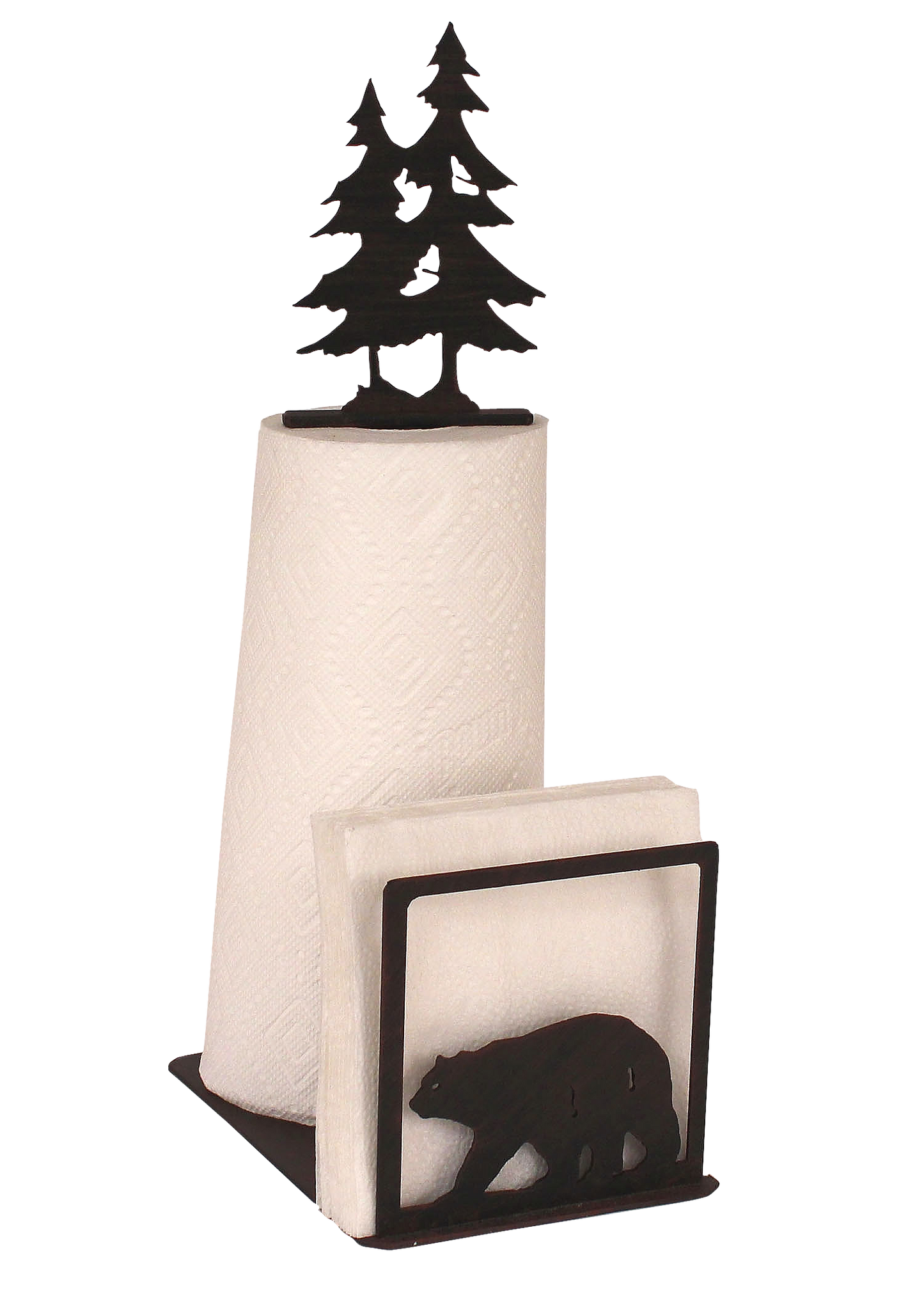 Iron Bear and Tree Paper Towel and Napkin Holder - Coast Lamp Shop