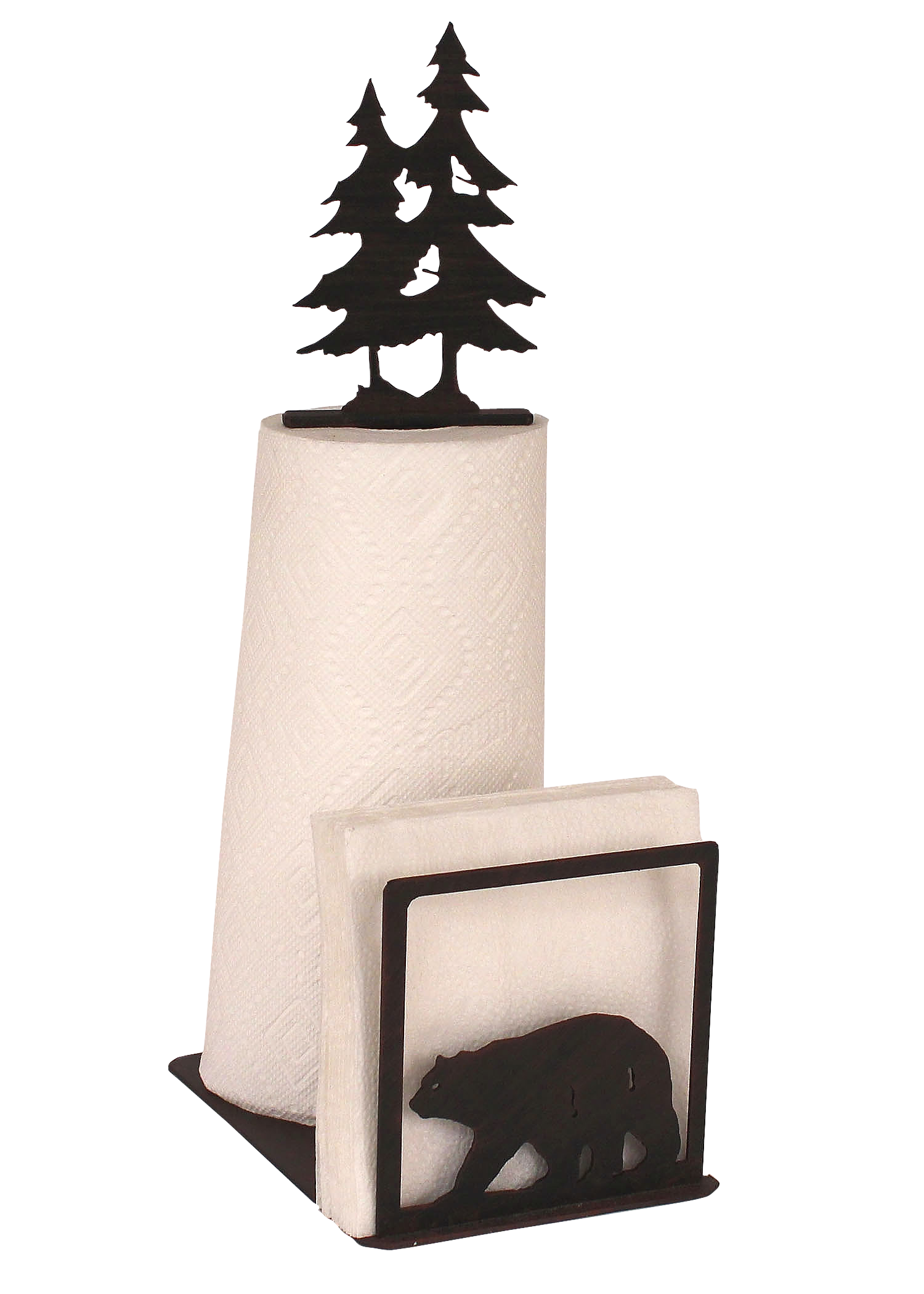 Iron Bear and Tree Paper Towel and Napkin Holder - Coast Lamp Shop