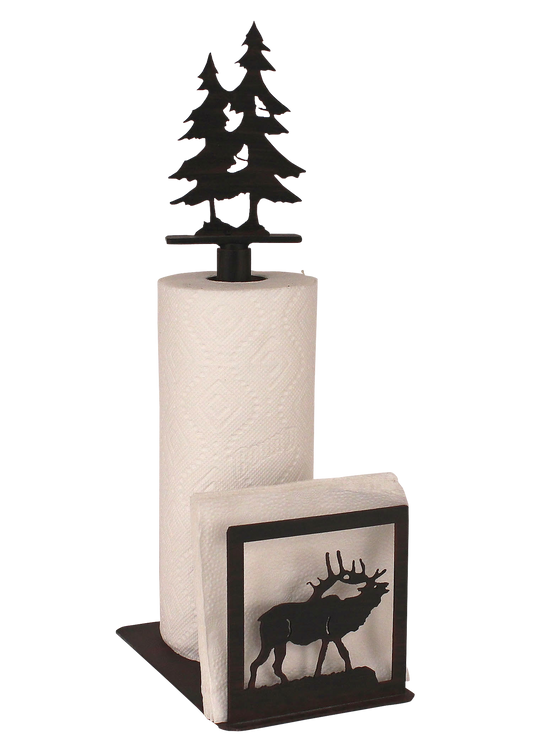 Iron Elk/Tree Paper Towel and Napkin Holder - Coast Lamp Shop