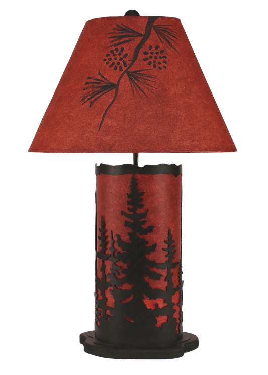 Burnt Sienna Small Feather Tree Table Lamp w/ Night Light - Coast Lamp Shop