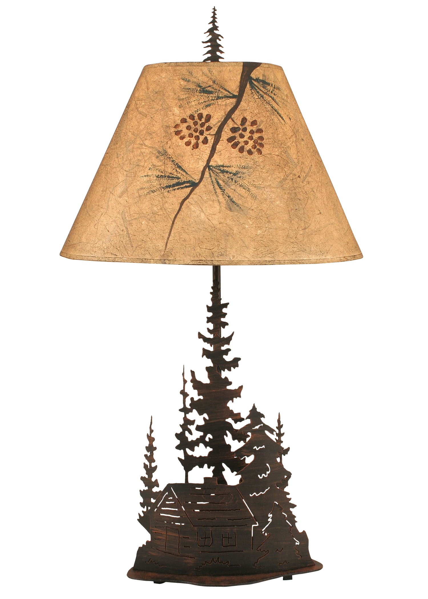 Burnt Sienna Large Cabin and Trees Table Lamp - Coast Lamp Shop