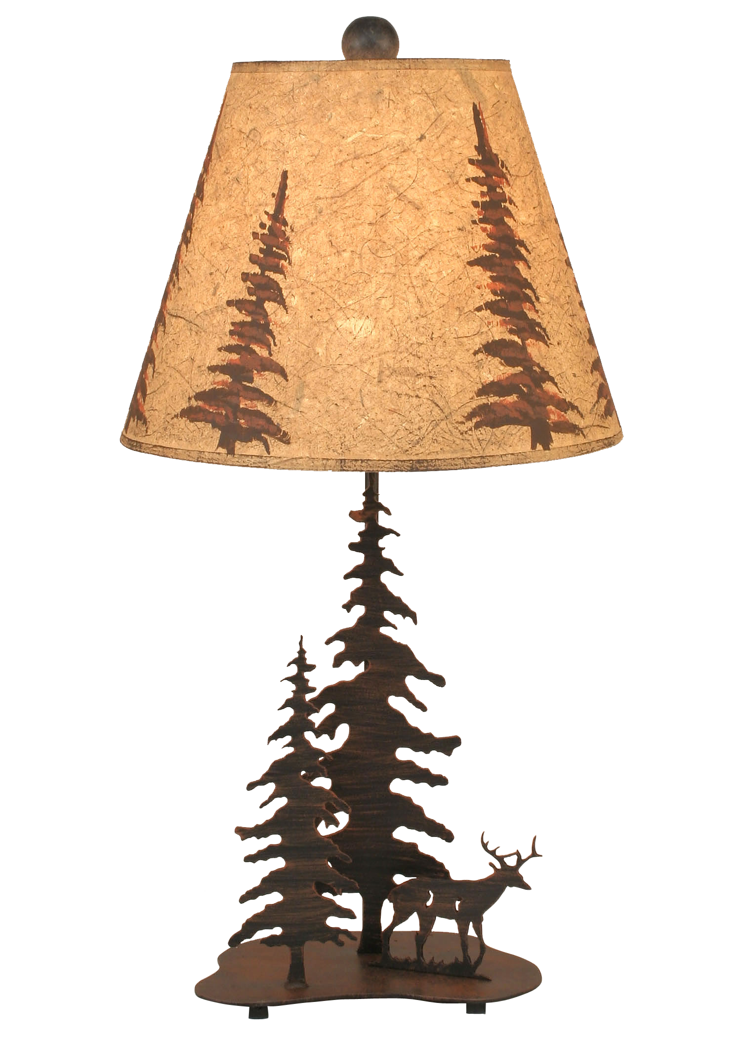 Burnt Sienna 2 Tree and Deer Accent Lamp - Coast Lamp Shop