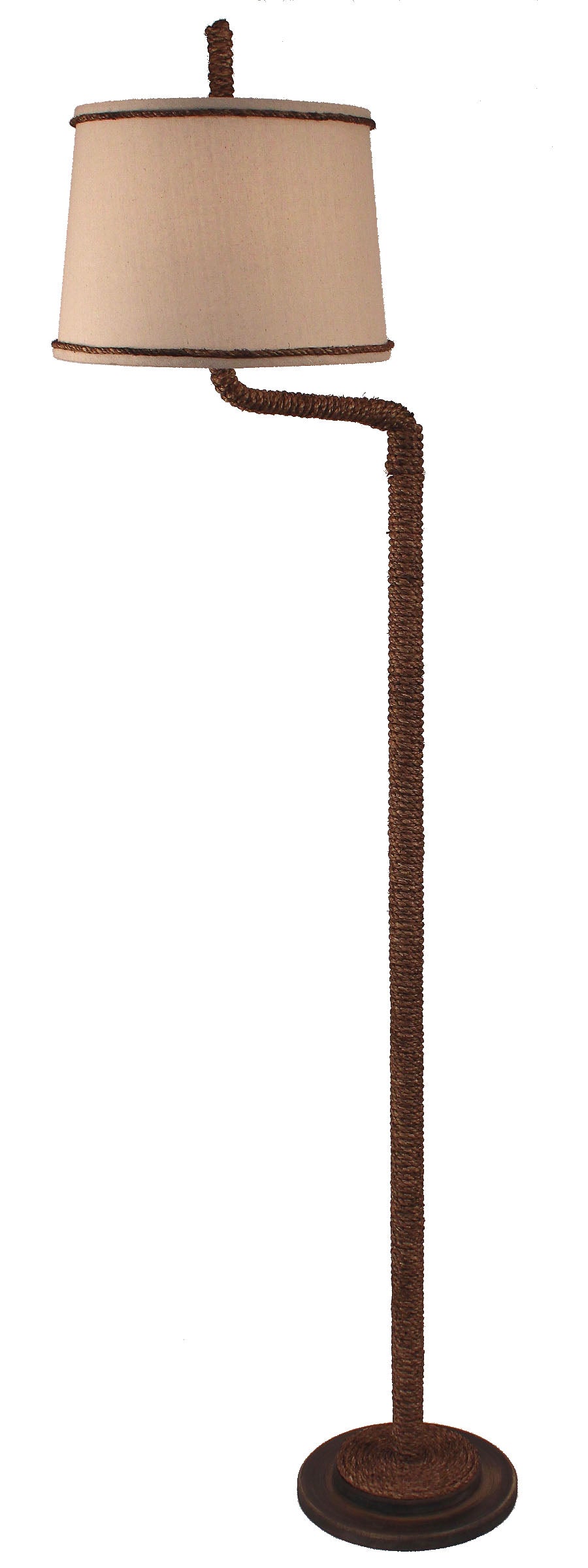 Dark Sandalwood Manila Rope Swing Arm Floor Lamp - Coast Lamp Shop