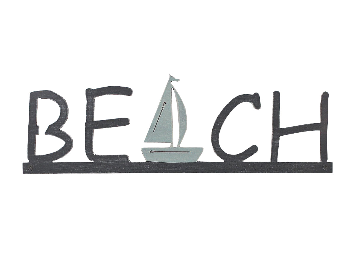 Beach Sign w/ Sail Boat Accent - Coast Lamp Shop