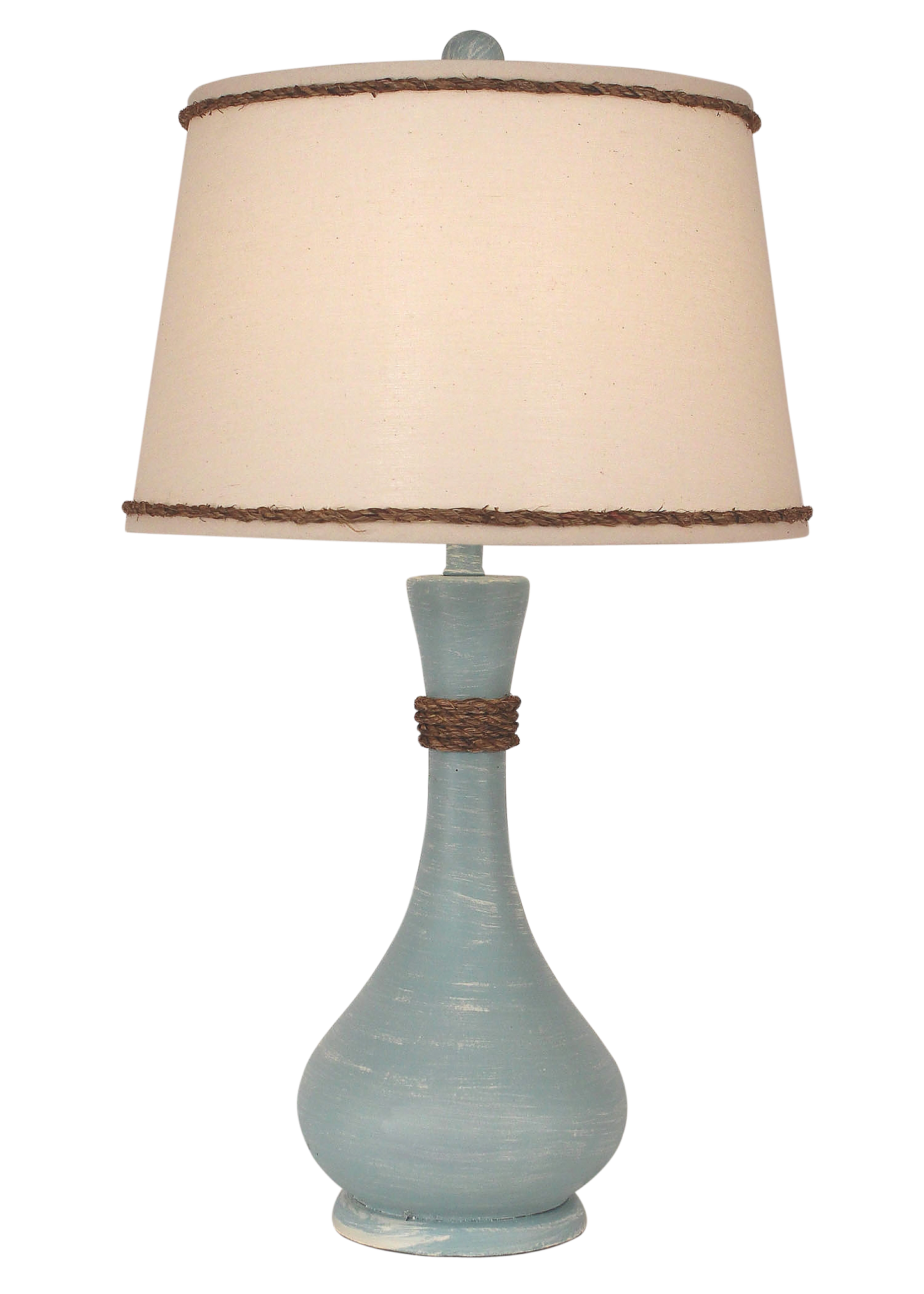 Weathered Atlantic Grey Smooth Genie Bottle Table Lamp w/ Rope Accent - Coast Lamp Shop