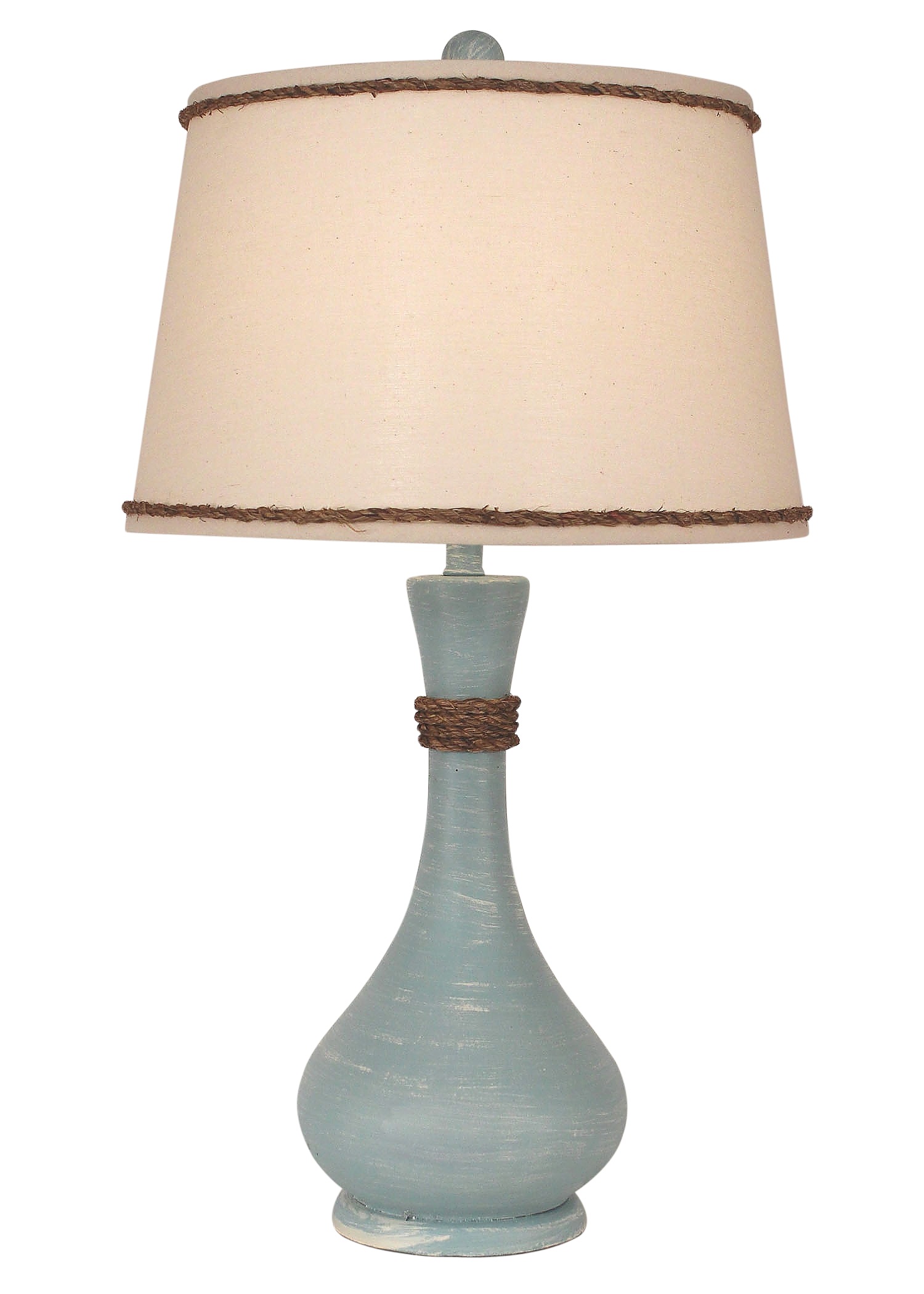 Weathered Atlantic Grey Smooth Genie Bottle Table Lamp w/ Rope Accent - Coast Lamp Shop