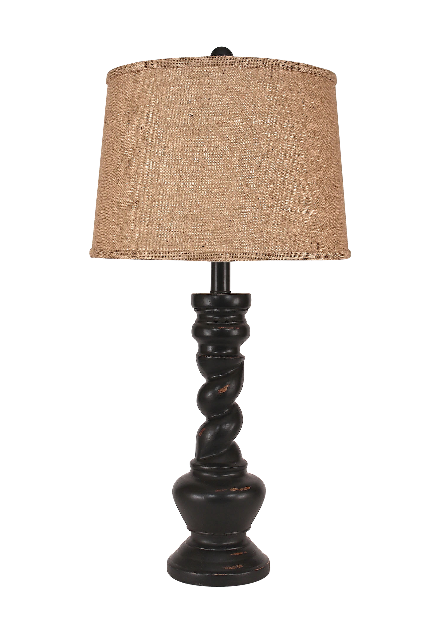 Distressed Black Country Twist Table Lamp - Coast Lamp Shop