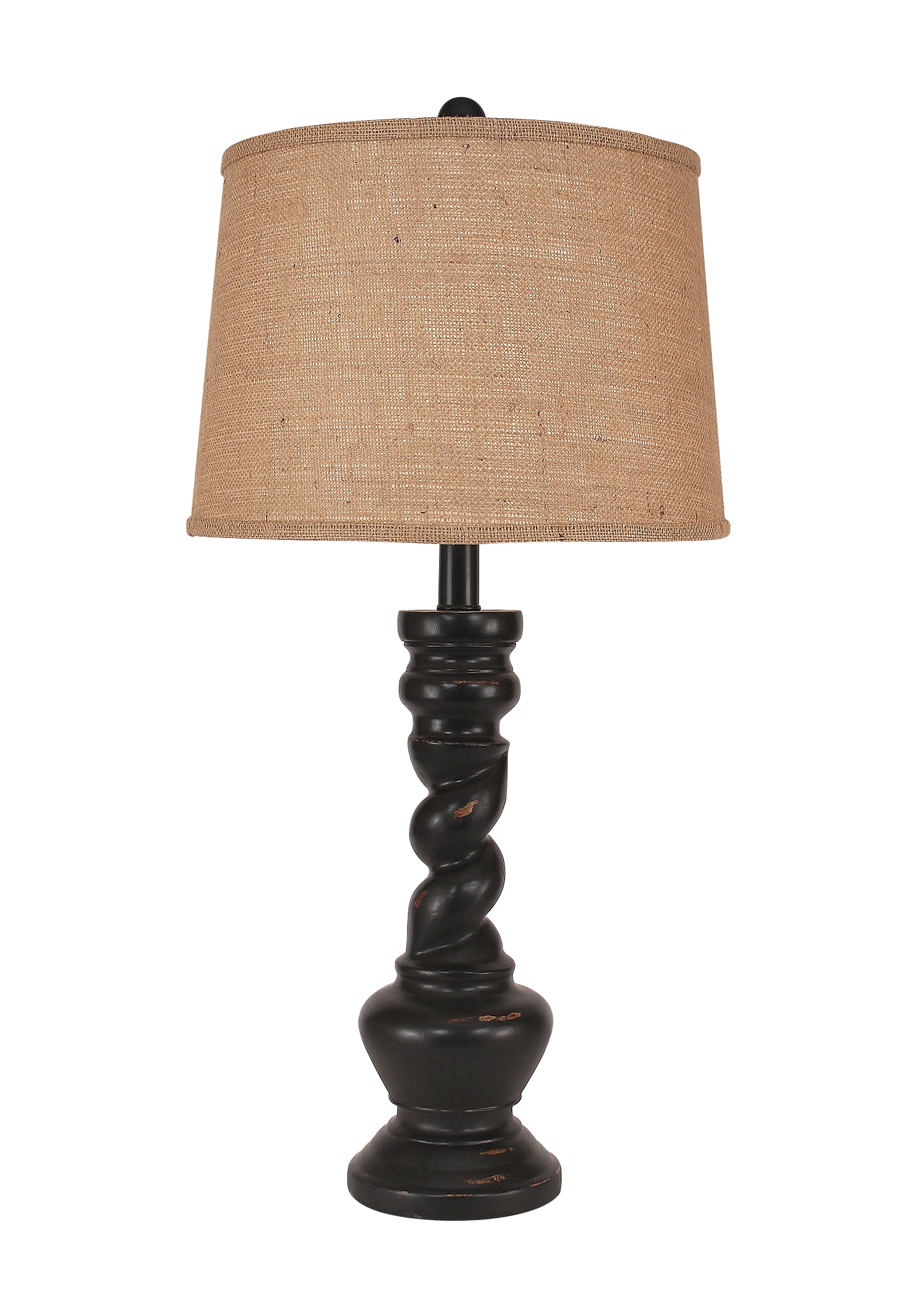 Distressed Black Country Twist Table Lamp - Coast Lamp Shop