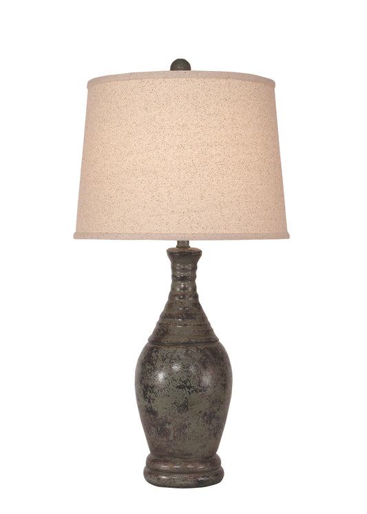 Tarnished Atlantic Grey Ribbed Neck Tear Drop - Coast Lamp Shop