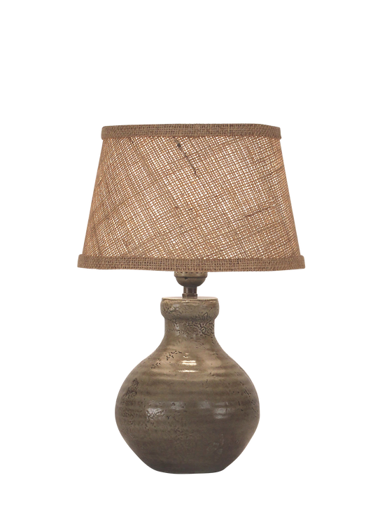 Pale Grey Glazed Mini Clay Accent Lamp - Coast Lamp Shop