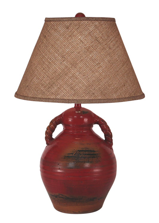 Firebrick Swirl Handled Pottery Table Lamp - Coast Lamp Shop