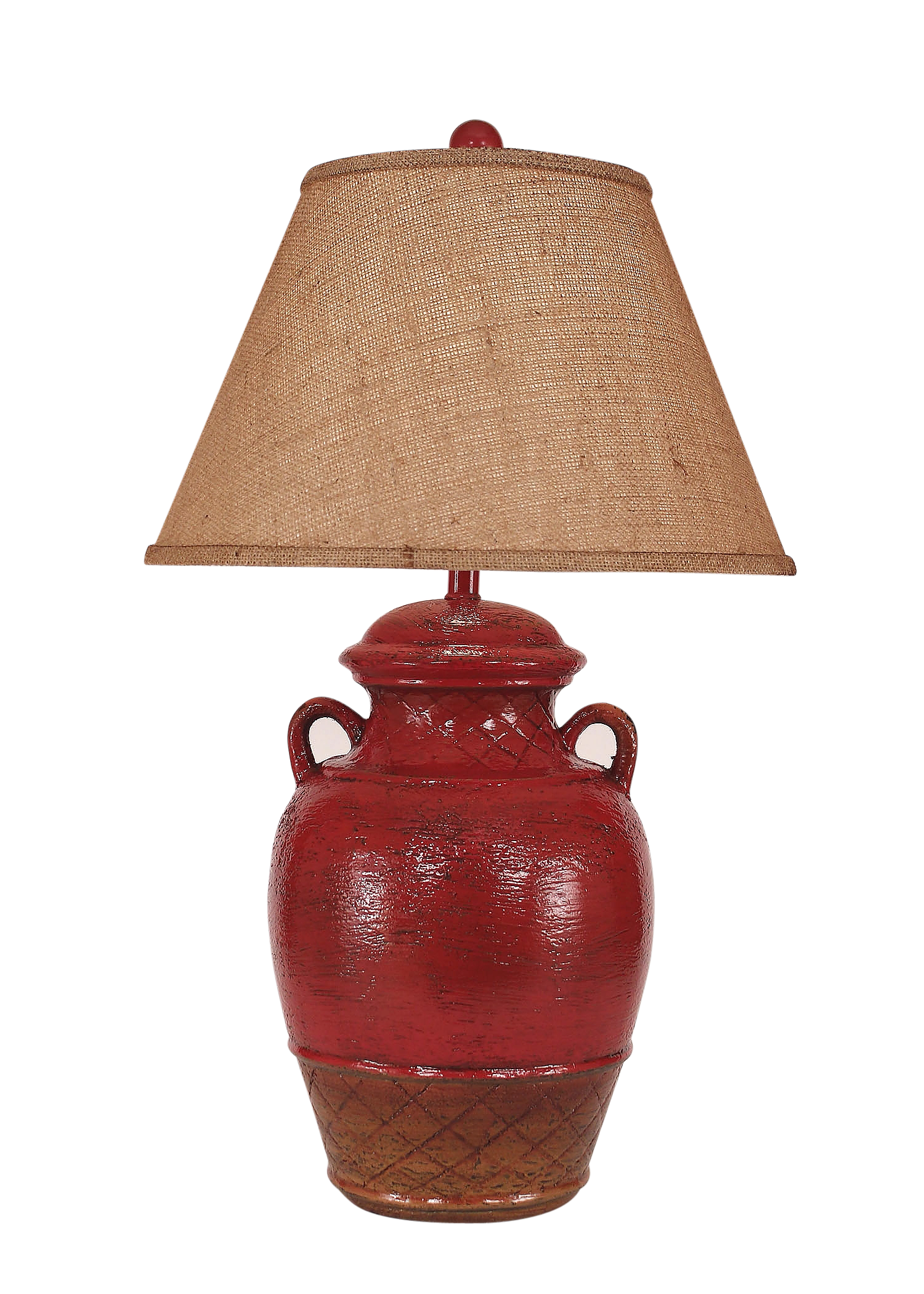 Firebrick Ginger Jar w/ 2 Handles - Coast Lamp Shop