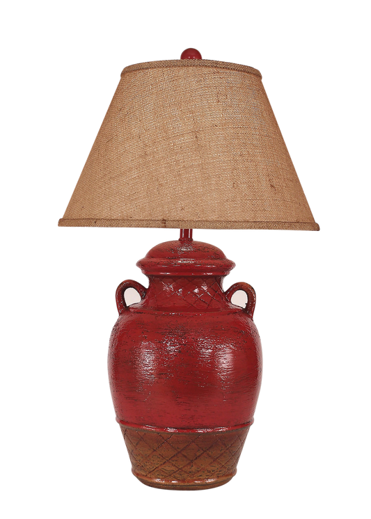 Firebrick Ginger Jar w/ 2 Handles - Coast Lamp Shop