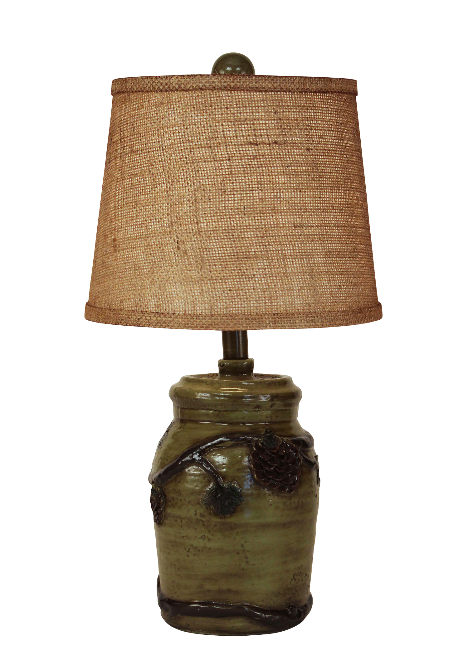 Forest Mini Pinecone Accent Lamp- Burlap Shade - Coast Lamp Shop