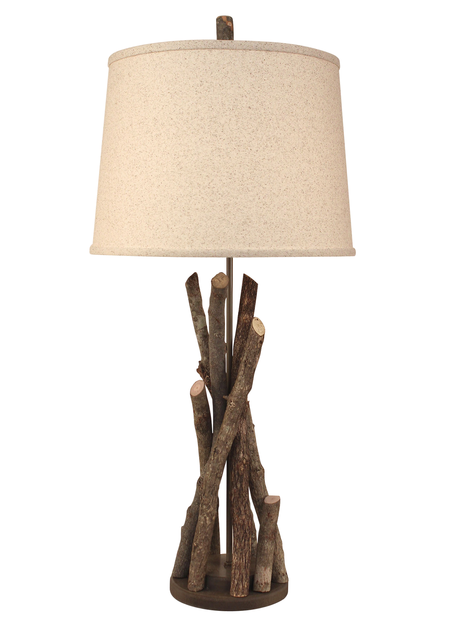 Grey Stick Table Lamp with Round Wooden Base - Coast Lamp Shop