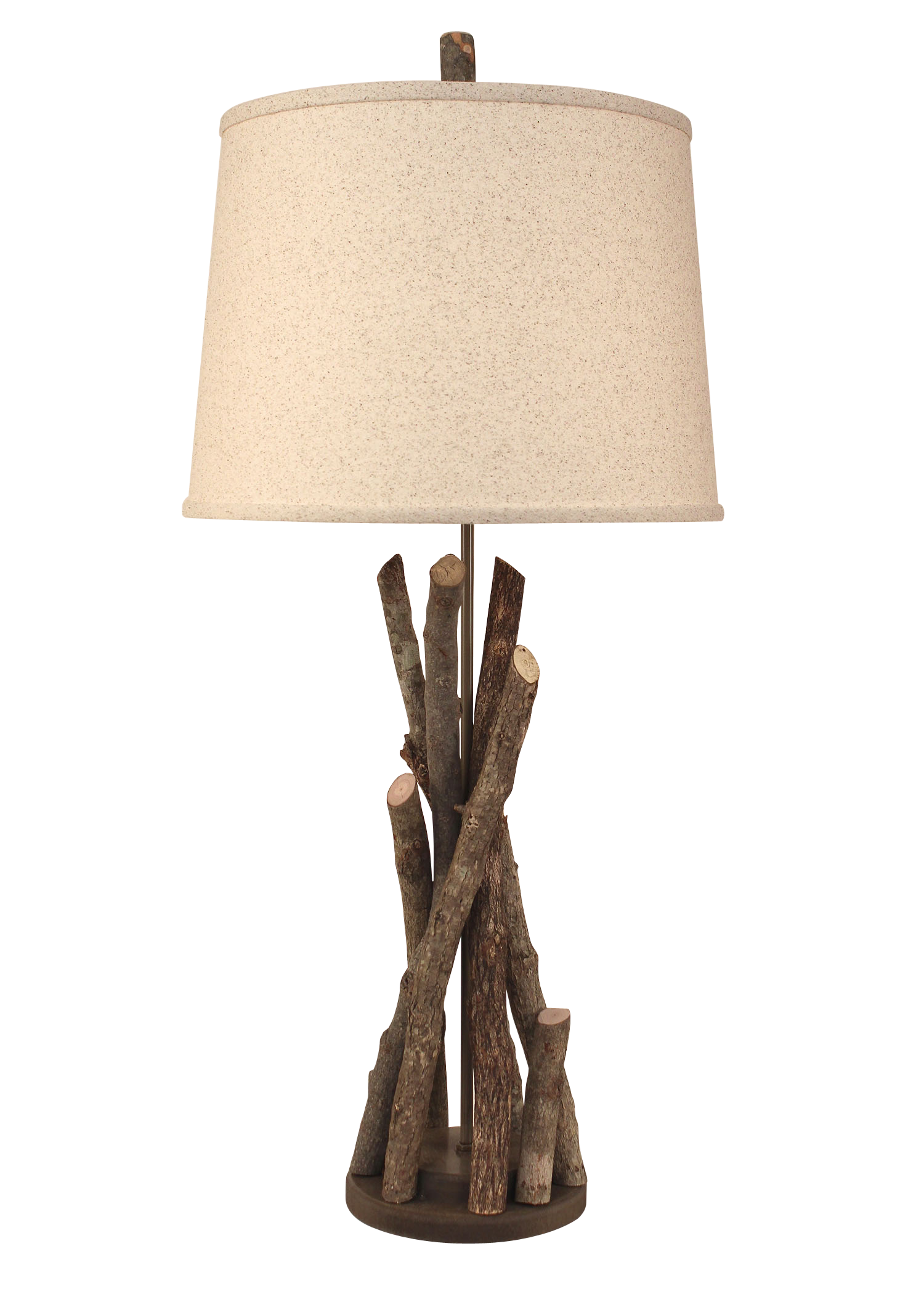 Grey Stick Table Lamp with Round Wooden Base - Coast Lamp Shop