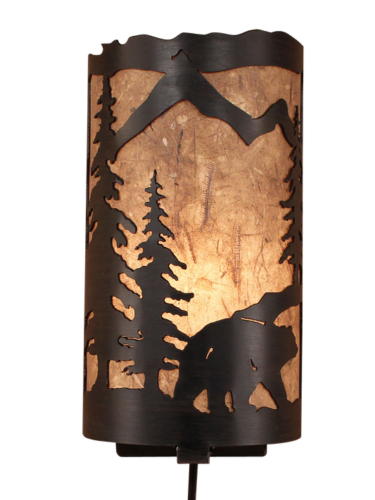 Kodiak Bear Scene Panel Sconce - Coast Lamp Shop