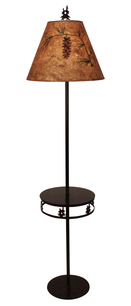 Burnt Sienna Iron Round Double Tree Band Drink Table Tray Lamp - Coast Lamp Shop