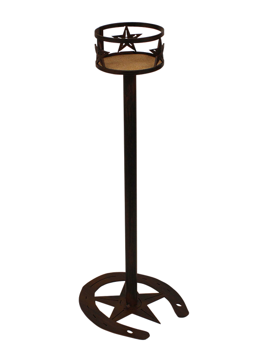 Iron Western Star Band Drink Holder with Horseshoe/Star Base - Coast Lamp Shop