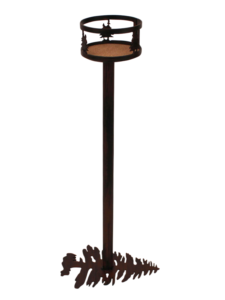 Iron Double Tree Band Drink Holder with Pine Tree Base - Coast Lamp Shop