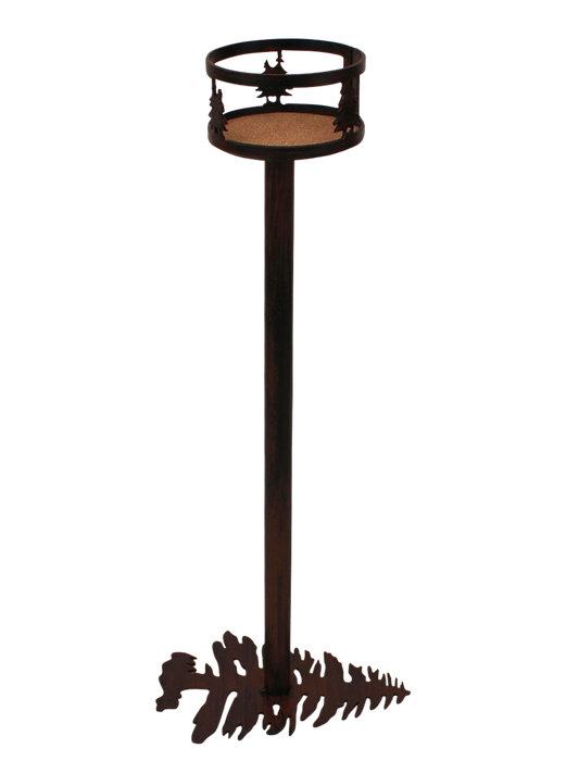 Iron Double Tree Band Drink Holder with Pine Tree Base - Coast Lamp Shop