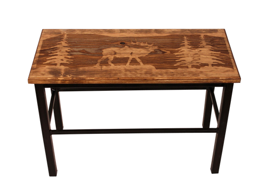 24" Wooden Elk Scene Bench - Coast Lamp Shop