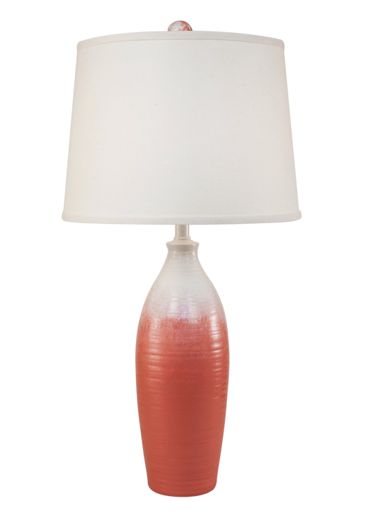 Coral Fade Tapered Ribbed Vase Table Lamp