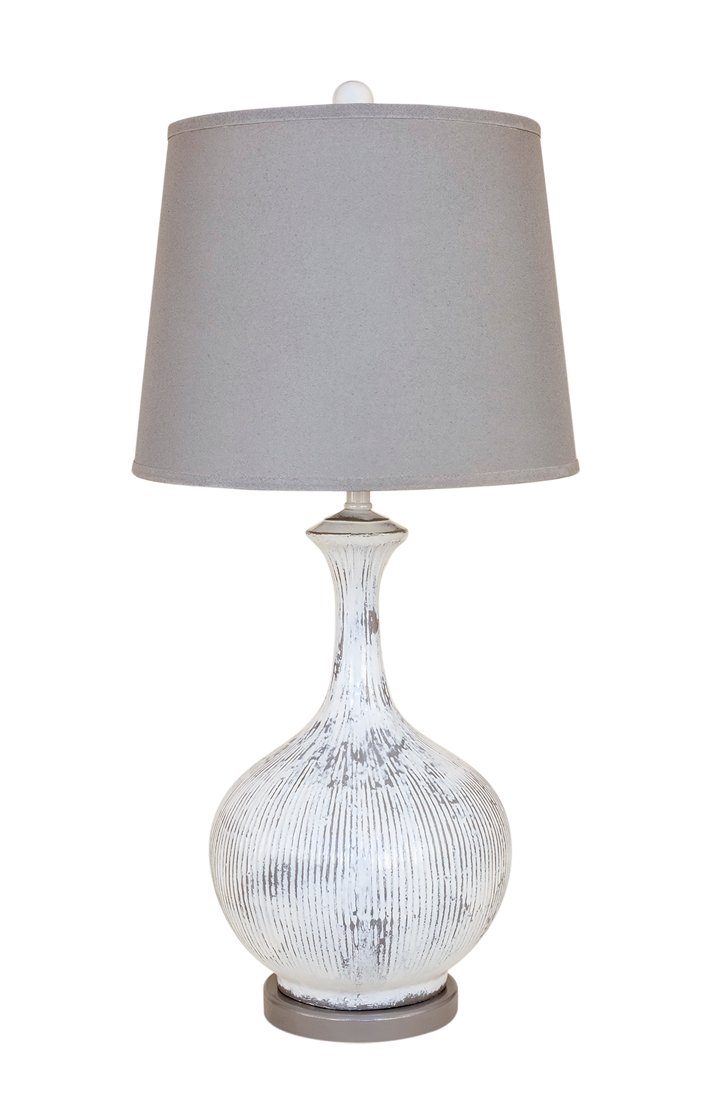 Farmhouse w/ Grey Accent Bali Style Table Lamp w/ Round Base Accent and Matching Shade