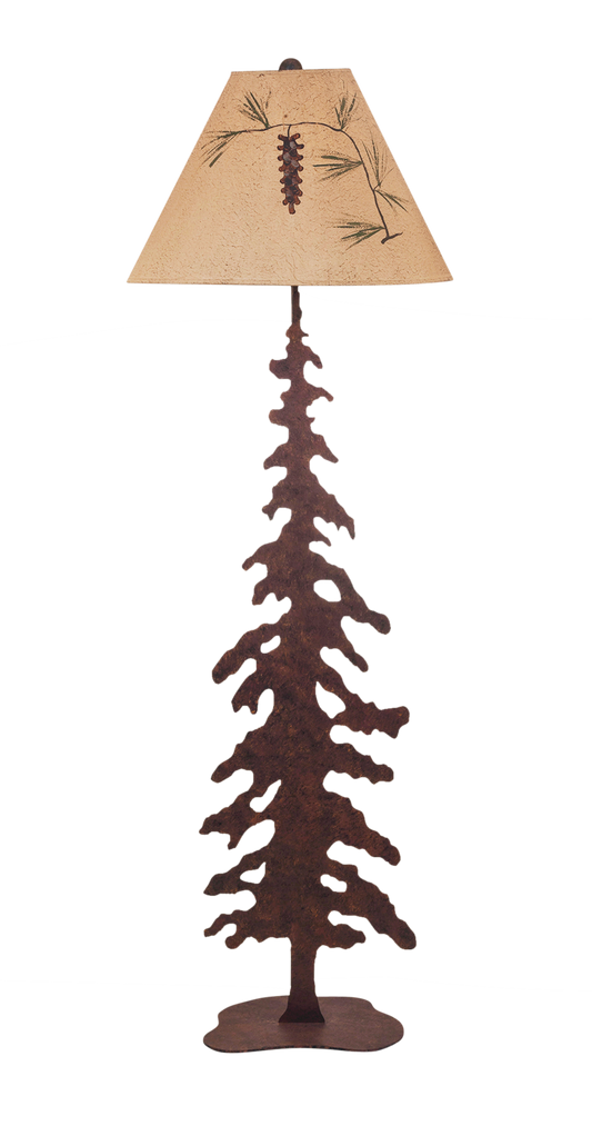 Charred Pounced Iron Pine Tree Floor Lamp