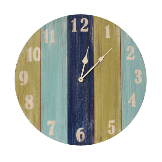 Cottage/Bright Stripe Accent 24" Round Clock - Coast Lamp Shop