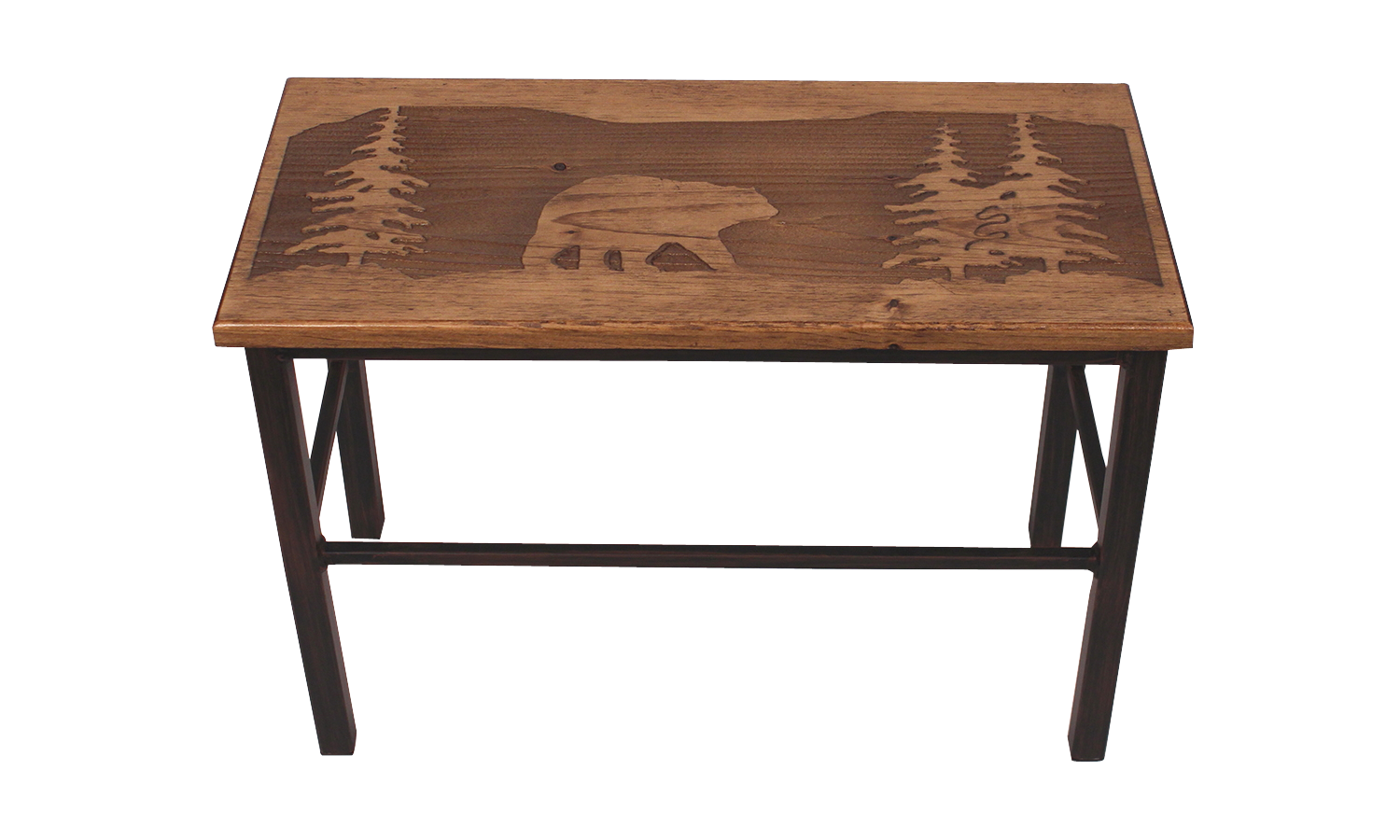 24" Wooden Bear Scene Bench - Coast Lamp Shop