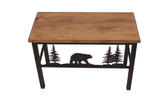 24" Iron Bear and Tree Scene Bench- Burnt Sienna - Coast Lamp Shop